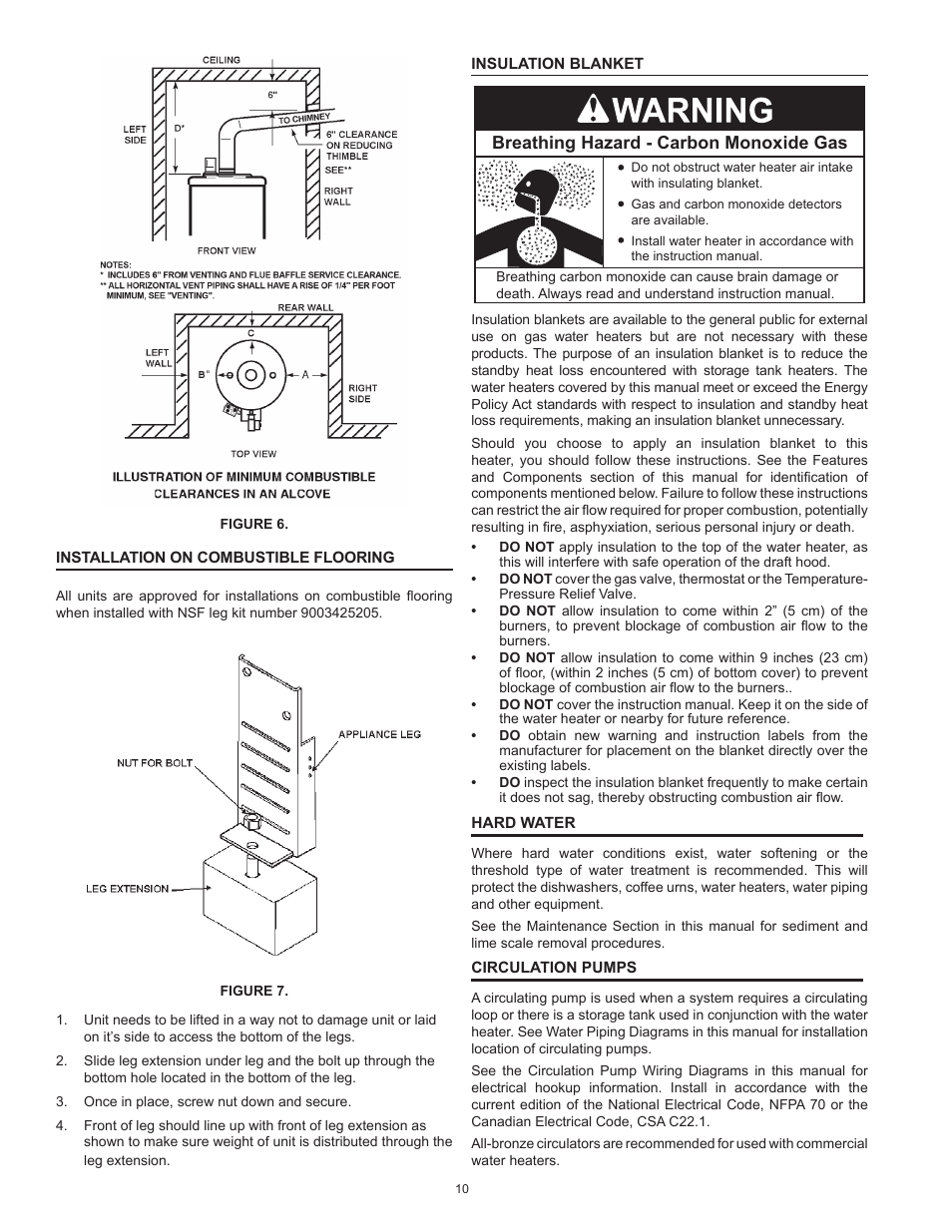 Breathing hazard - carbon monoxide gas | American Water Heater BCG3 User Manual | Page 10 / 56