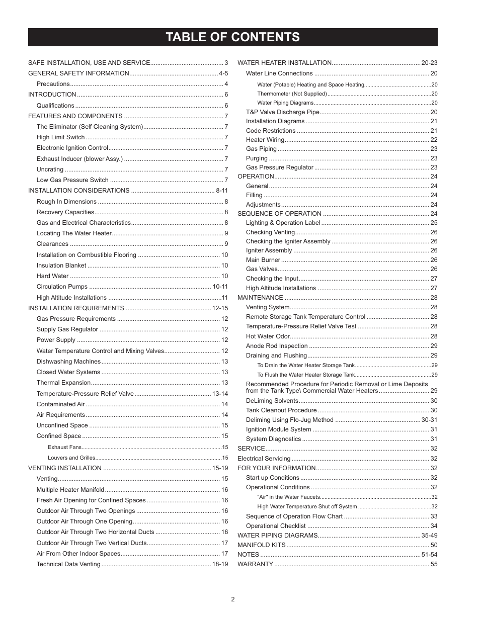 American Water Heater BCG3 User Manual | Page 2 / 56