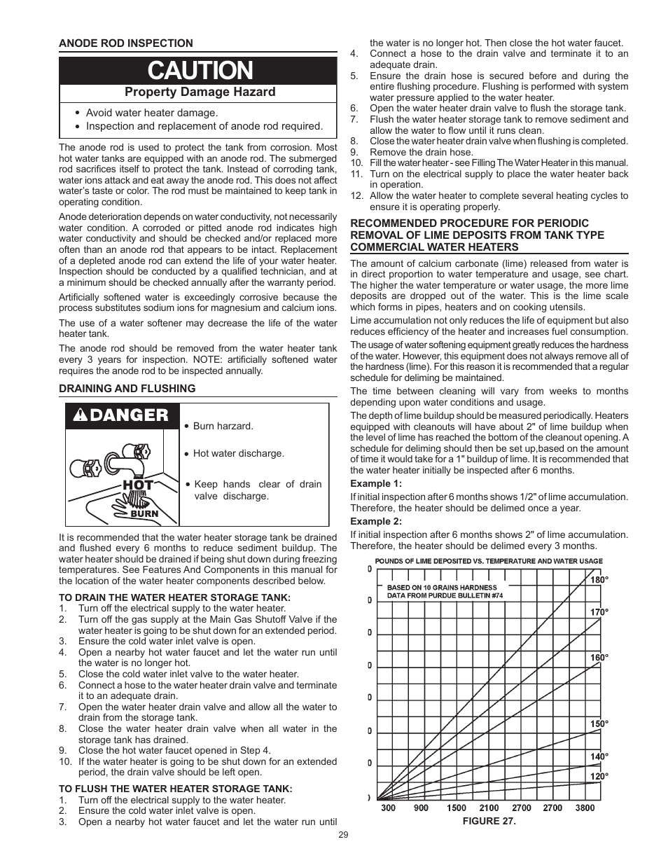 Caution, Property damage hazard | American Water Heater BCG3 User Manual | Page 29 / 56