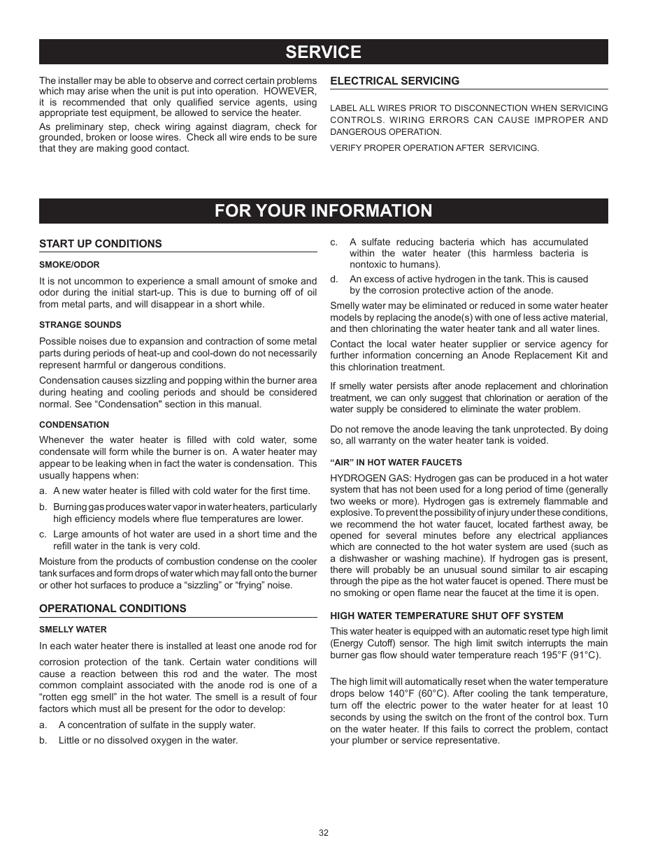 For your information service | American Water Heater BCG3 User Manual | Page 32 / 56