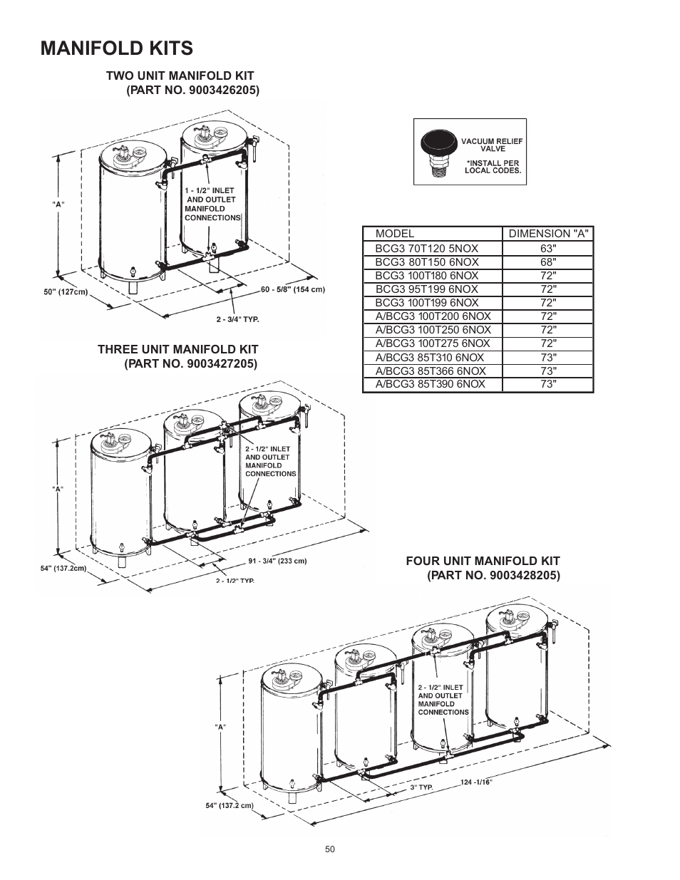 Manifold kits | American Water Heater BCG3 User Manual | Page 50 / 56