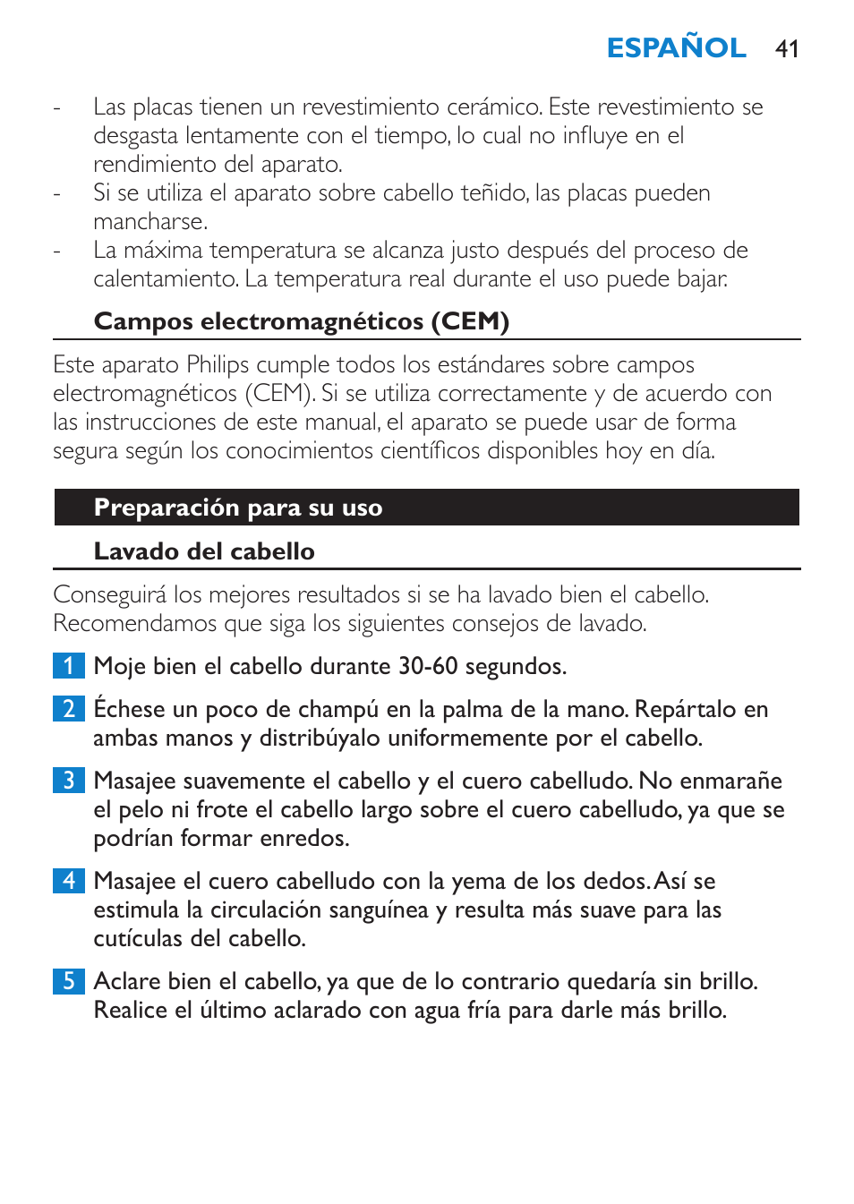 Precaución | Philips SalonStraight Freestyle Multi-Styler User Manual | Page 41 / 112