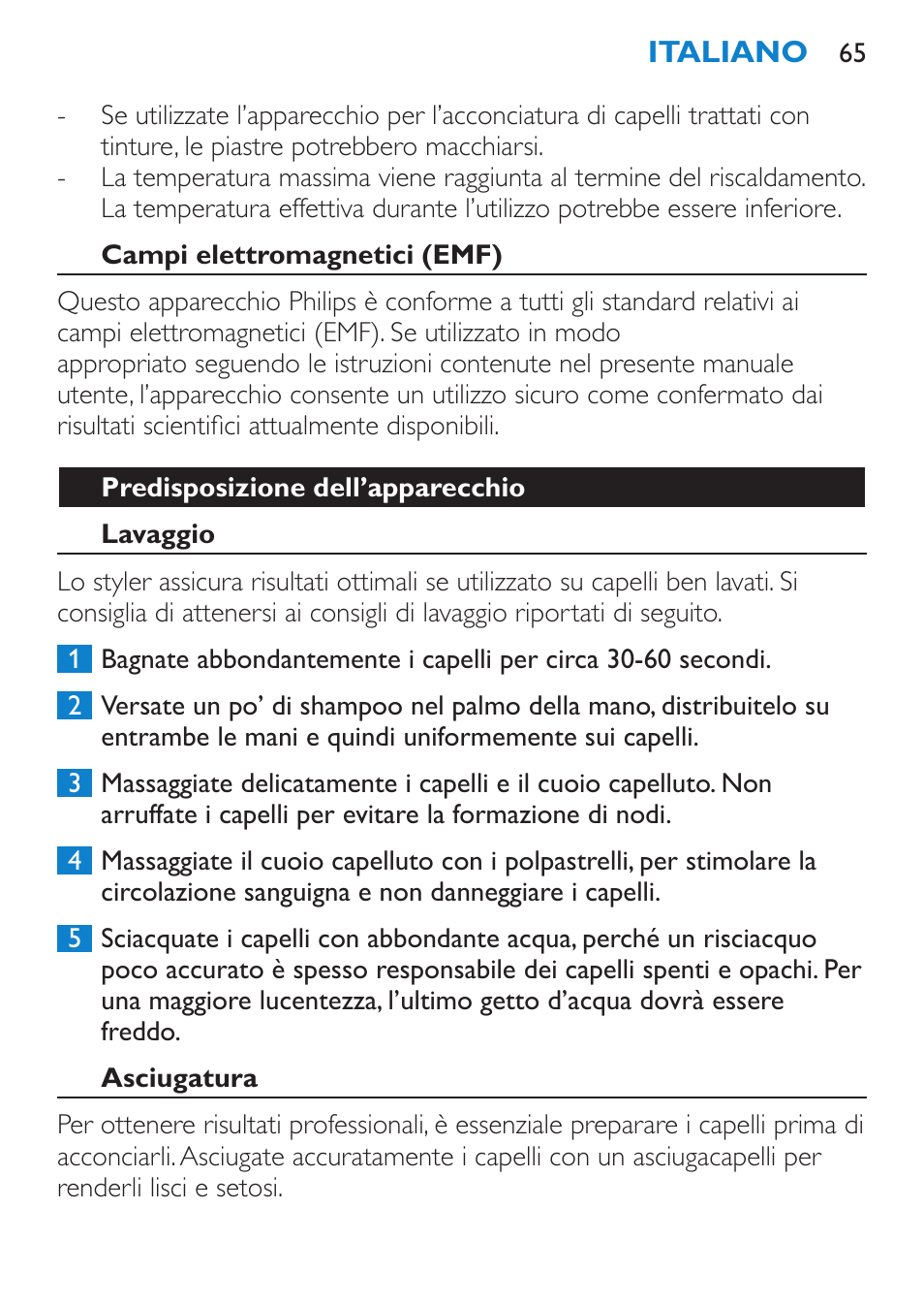 Attenzione | Philips SalonStraight Freestyle Multi-Styler User Manual | Page 65 / 112