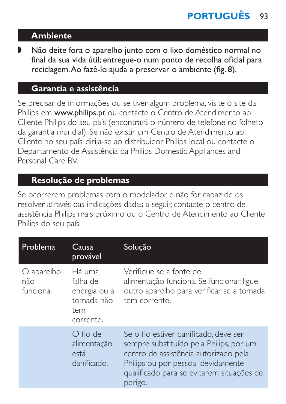 Trocar os acessórios, Limpeza, Arrumação | Philips SalonStraight Freestyle Multi-Styler User Manual | Page 93 / 112