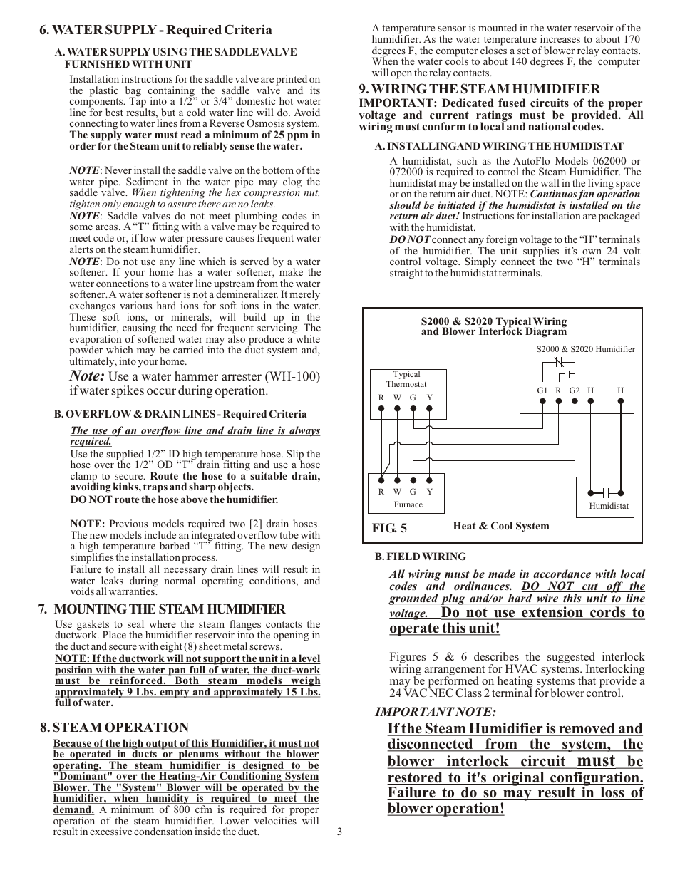 Must, Do not use extension cords to operate this unit | AutoFlo S2020 User Manual | Page 3 / 12