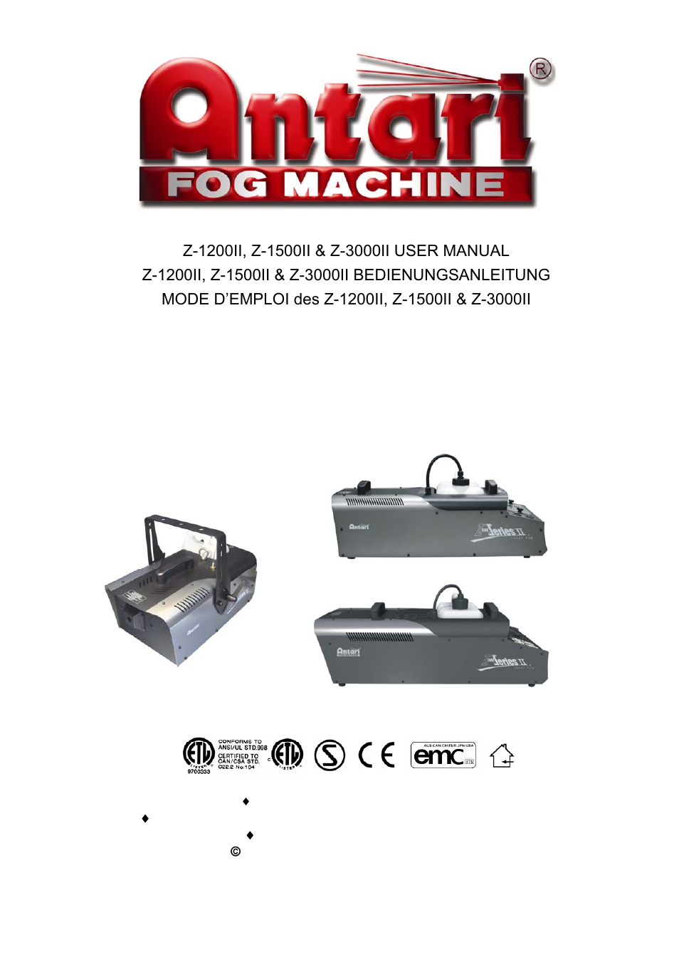 Antari Lighting and Effects Z-3000II User Manual | 32 pages