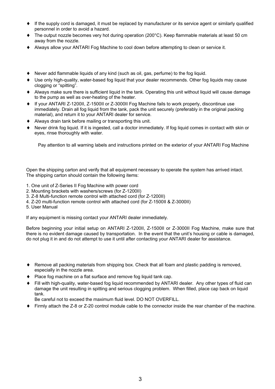 Antari Lighting and Effects Z-3000II User Manual | Page 3 / 32