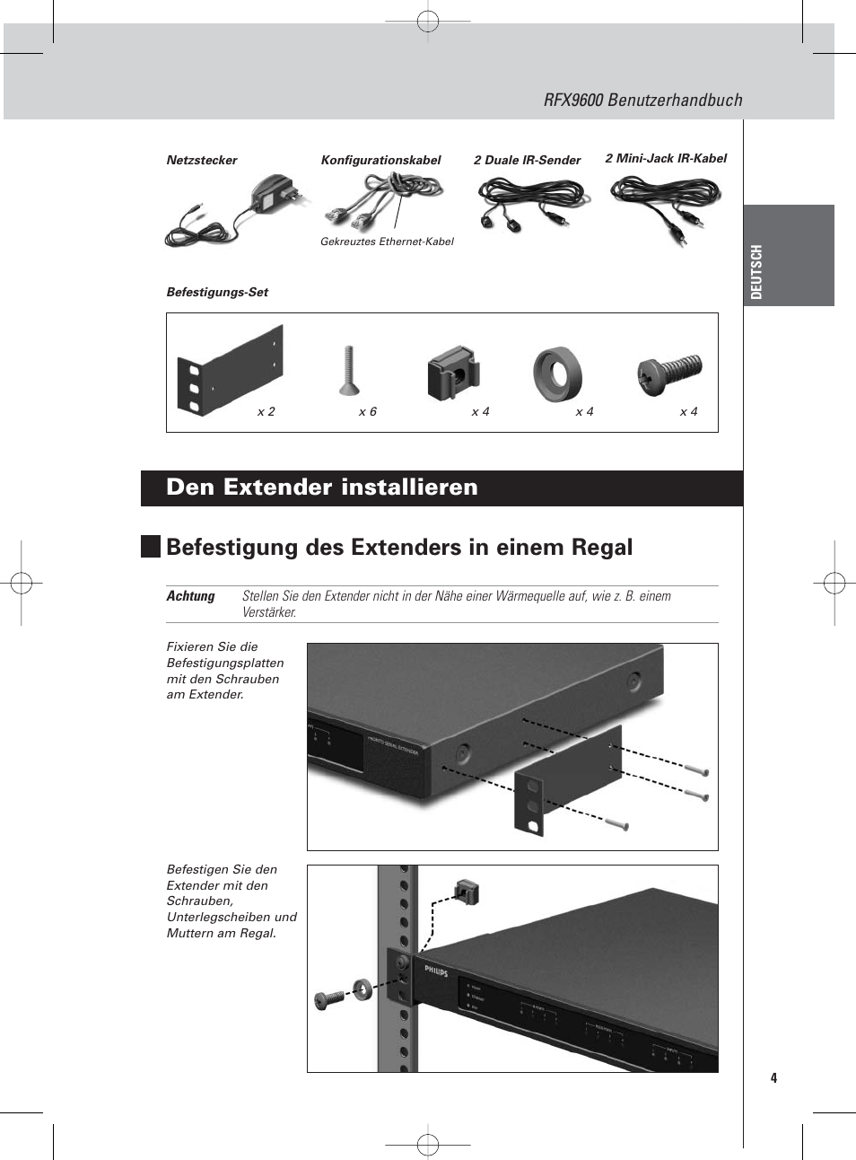 Rfx9600 benutzerhandbuch | Philips Pronto Serieller Extender User Manual | Page 7 / 52