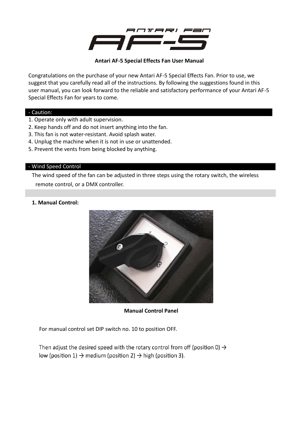 Antari Lighting and Effects AF-5 User Manual | Page 3 / 16