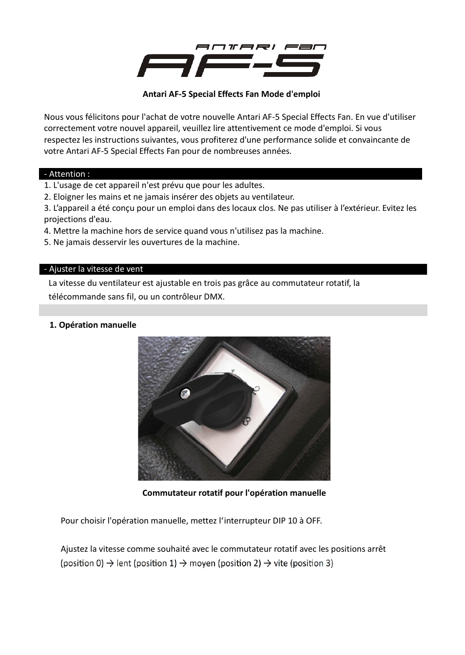 Antari Lighting and Effects AF-5 User Manual | Page 6 / 16