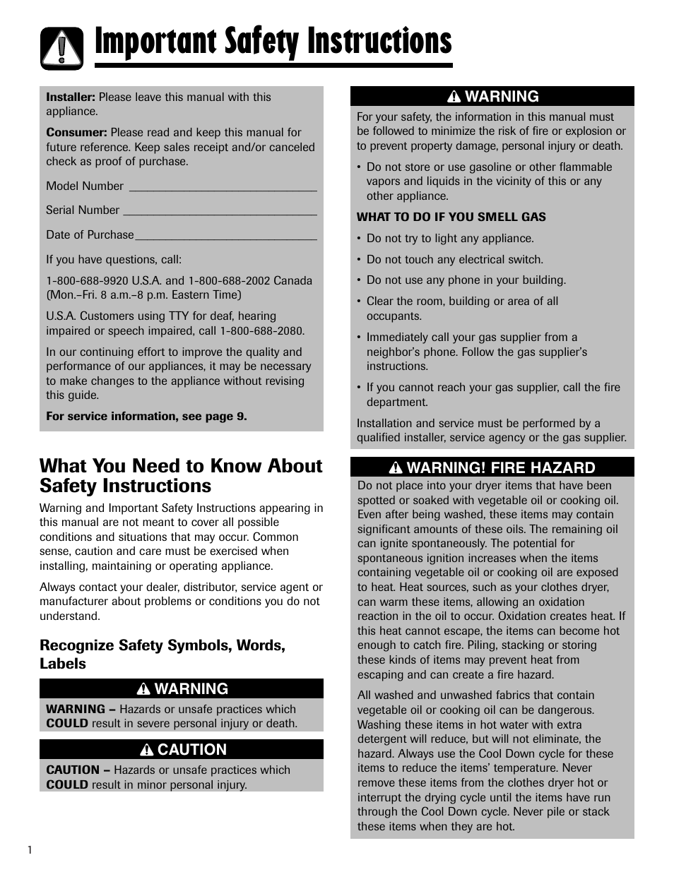 Important safety instructions, What you need to know about safety instructions | Admiral AD-1 User Manual | Page 2 / 32