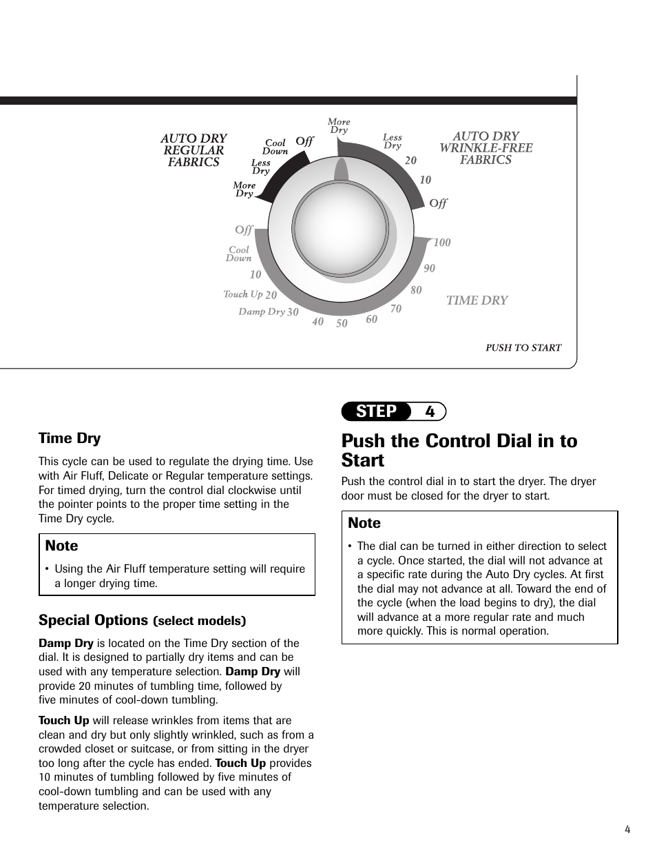 Push the control dial in to start, Step 4 | Admiral AD-1 User Manual | Page 5 / 32