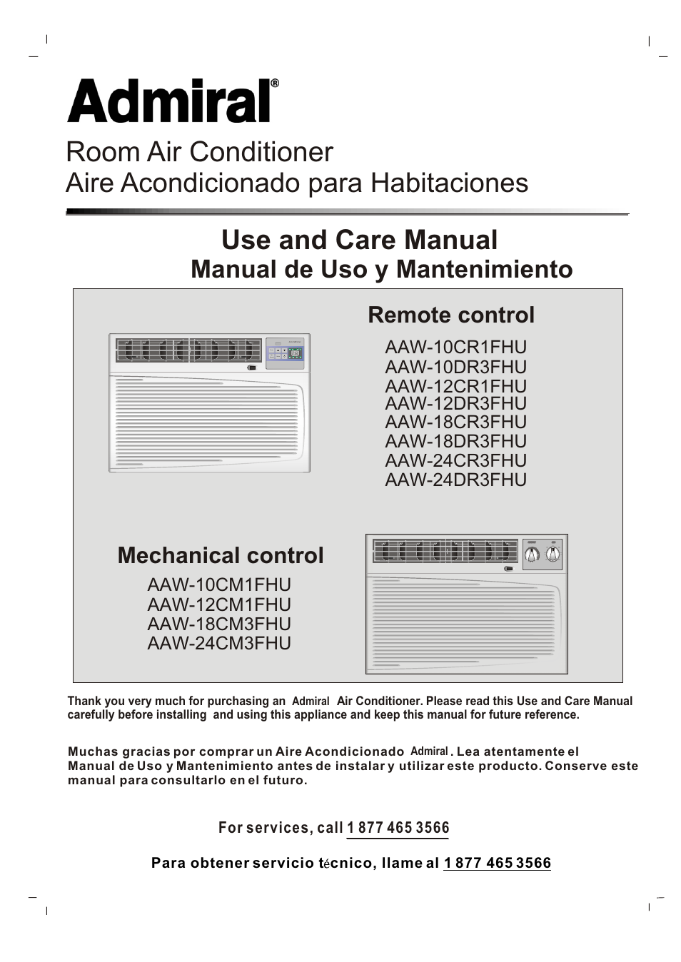 Admiral AAW-24CM3FHU User Manual | 35 pages