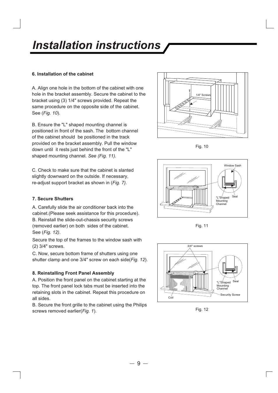 Т³гж 10, Installation instructions | Admiral AAW-24CM3FHU User Manual | Page 10 / 35