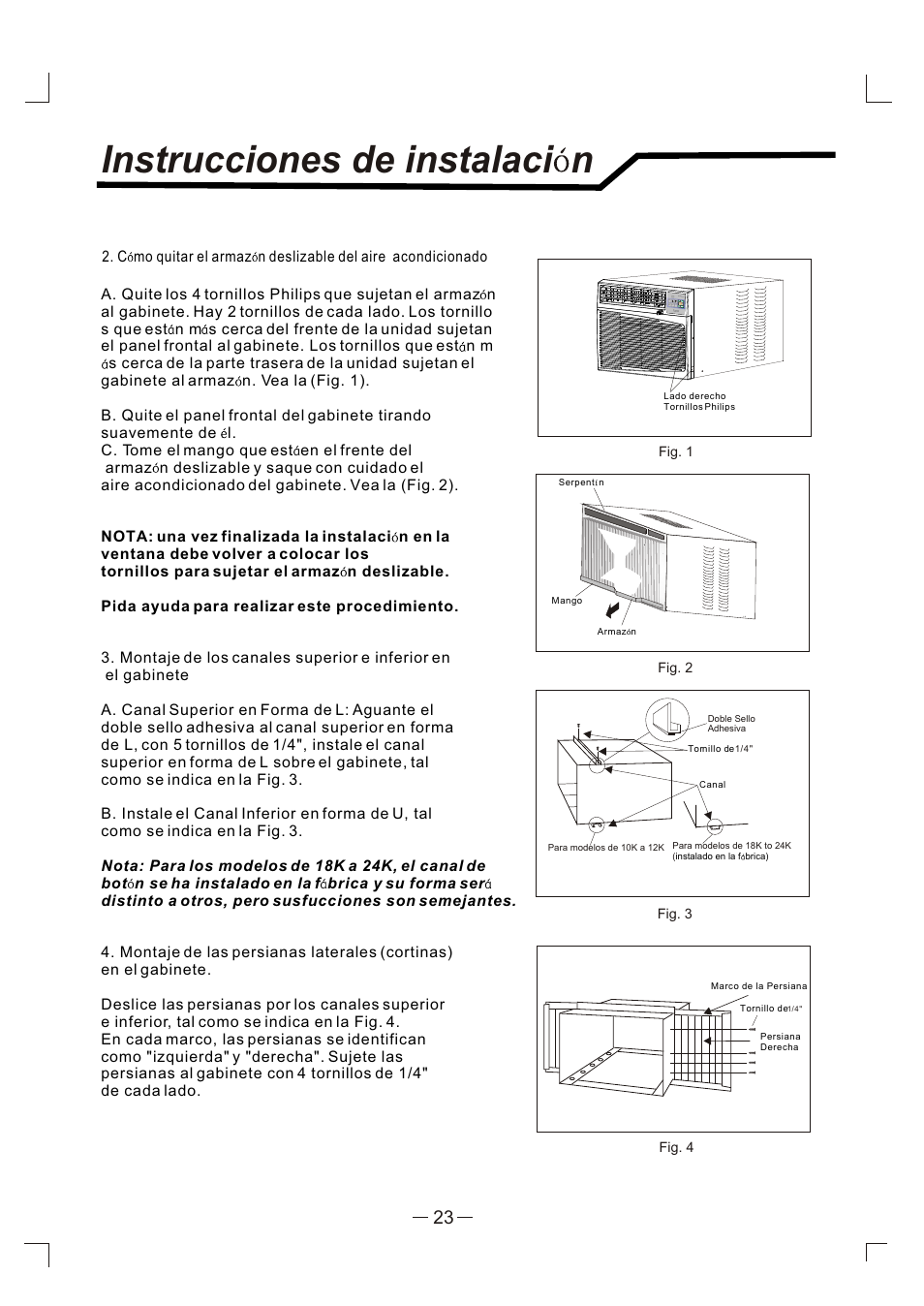 Instrucciones de instalaci n | Admiral AAW-24CM3FHU User Manual | Page 24 / 35