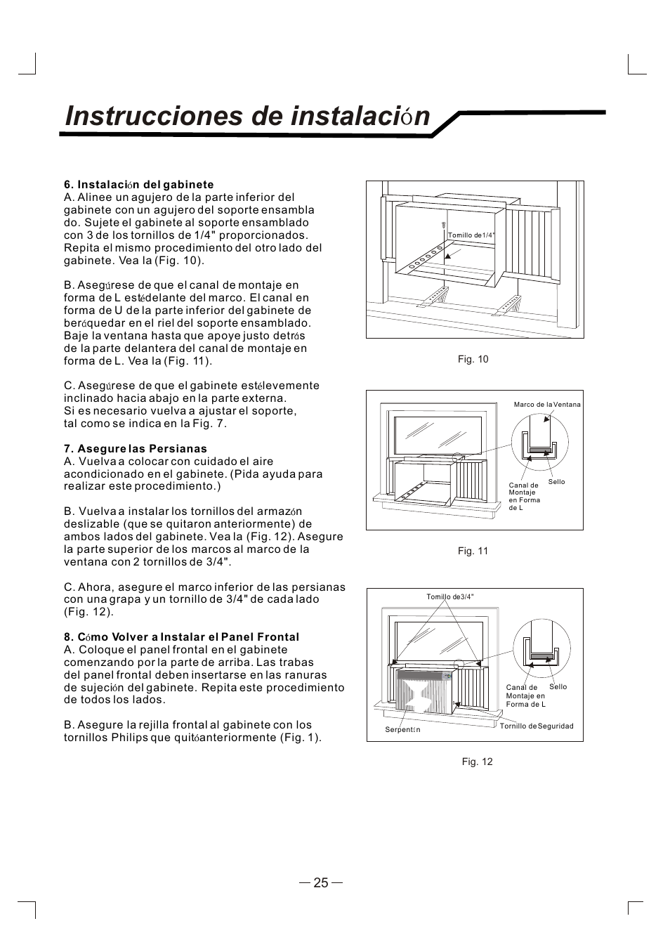 Instrucciones de instalaci n | Admiral AAW-24CM3FHU User Manual | Page 26 / 35