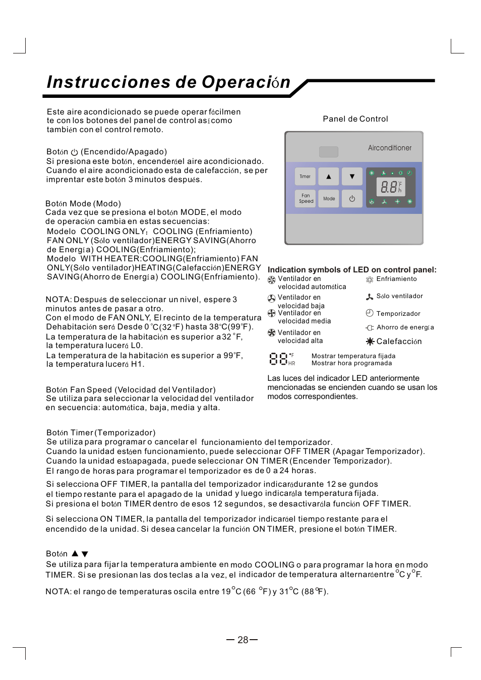 Instrucciones de operaci n | Admiral AAW-24CM3FHU User Manual | Page 29 / 35