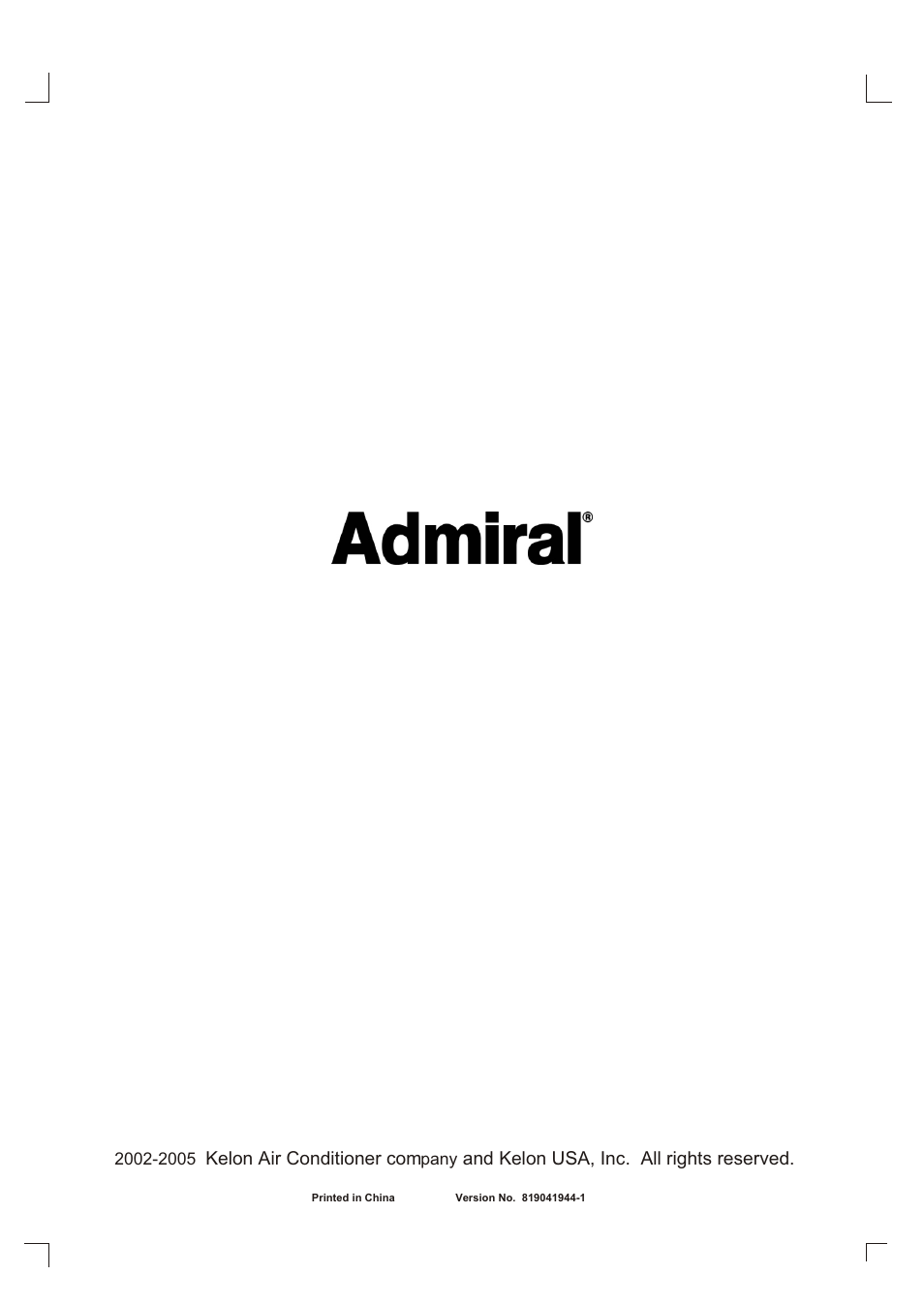 Kelon air conditioner com, And kelon usa, inc. all rights reserved | Admiral AAW-24CM3FHU User Manual | Page 35 / 35