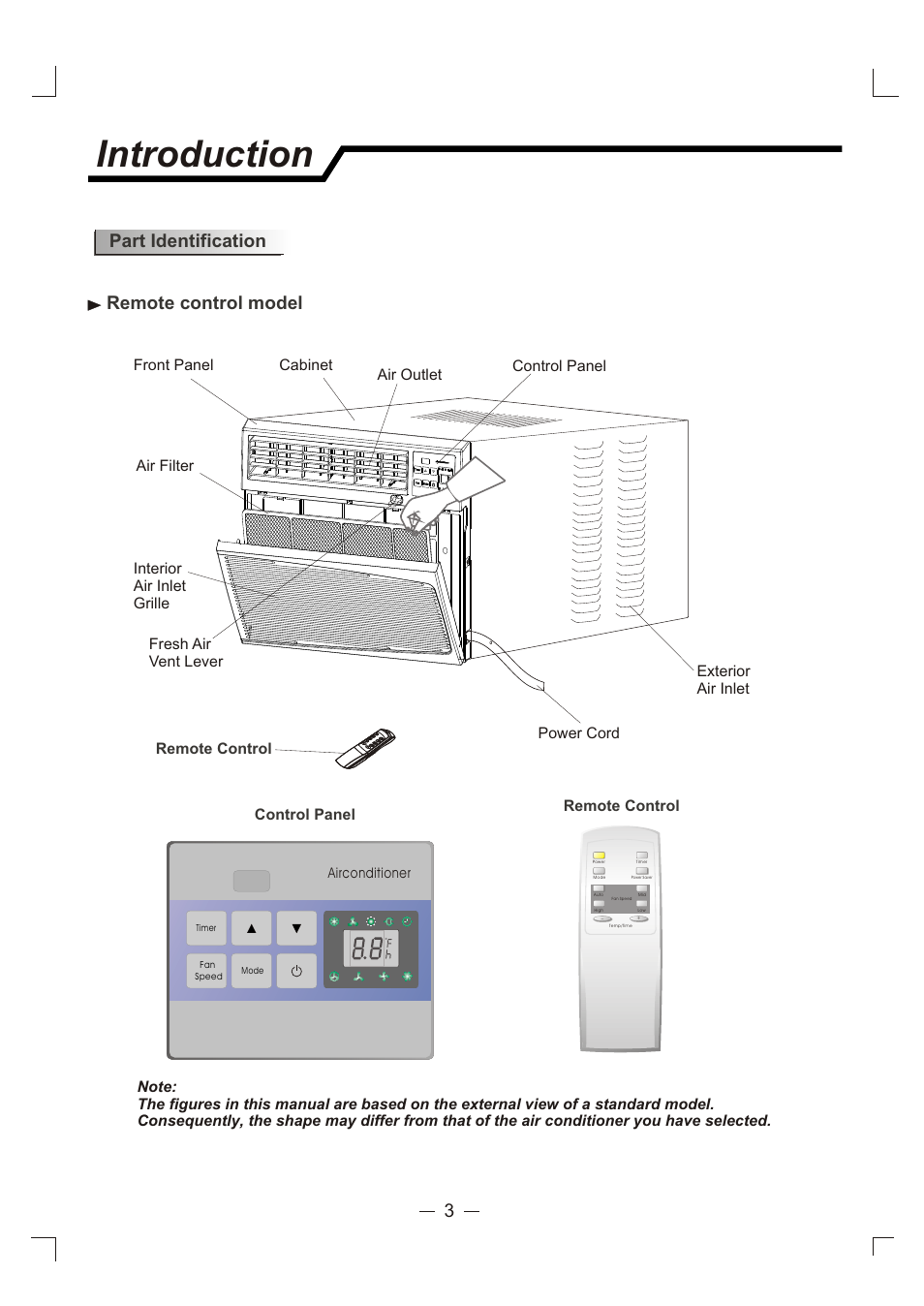 Т³гж 4, Introduction, Part identification remote control model | Admiral AAW-24CM3FHU User Manual | Page 4 / 35