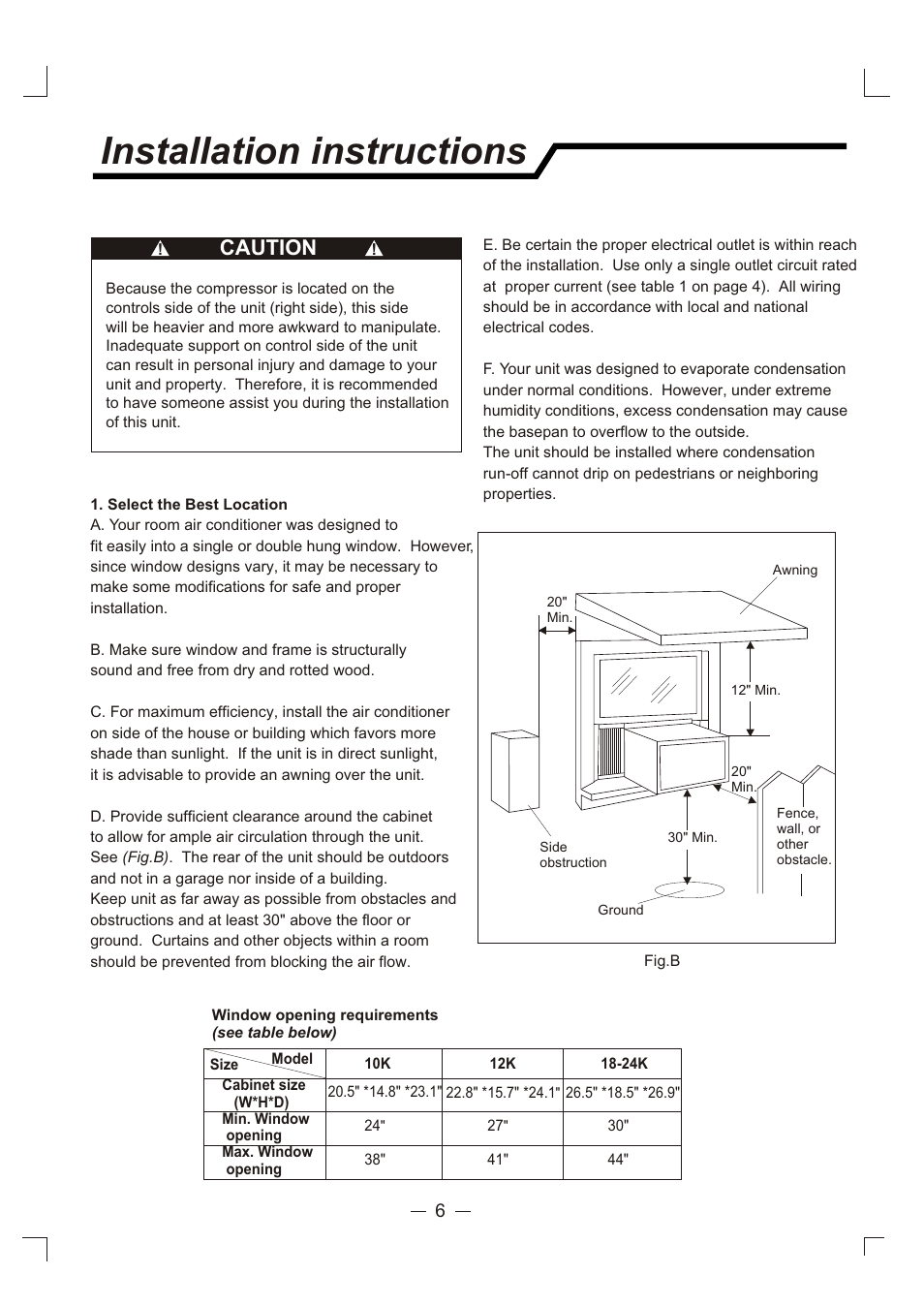 Т³гж 7, Installation instructions, Caution | Admiral AAW-24CM3FHU User Manual | Page 7 / 35