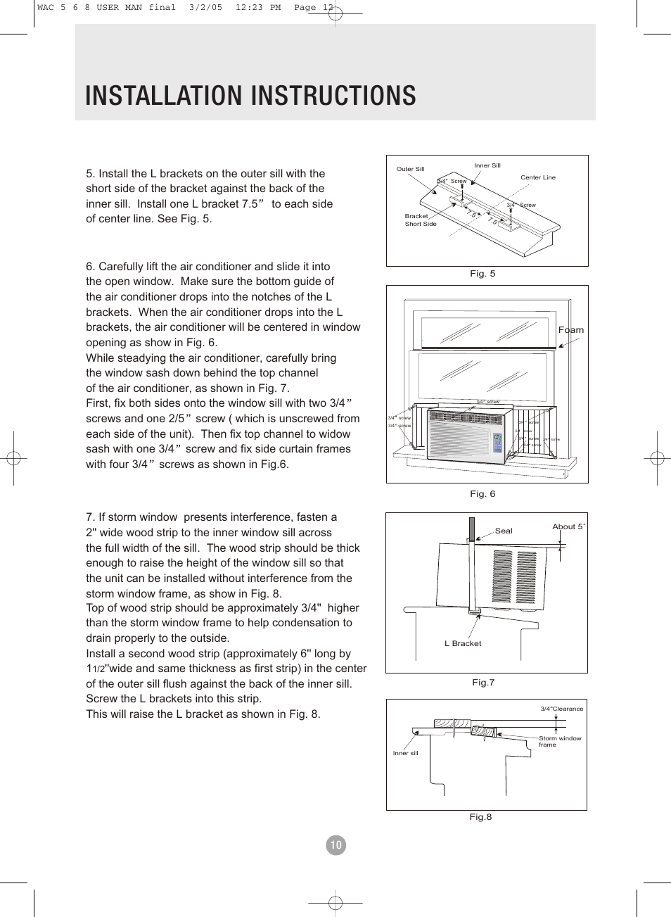 Installation instructions | Admiral AAW-08DR1FHU User Manual | Page 12 / 34