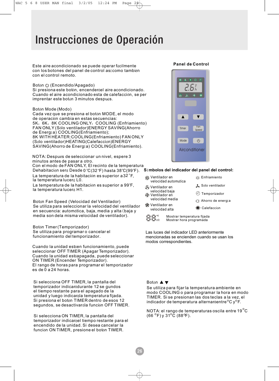 Instrucciones de operación | Admiral AAW-08DR1FHU User Manual | Page 28 / 34