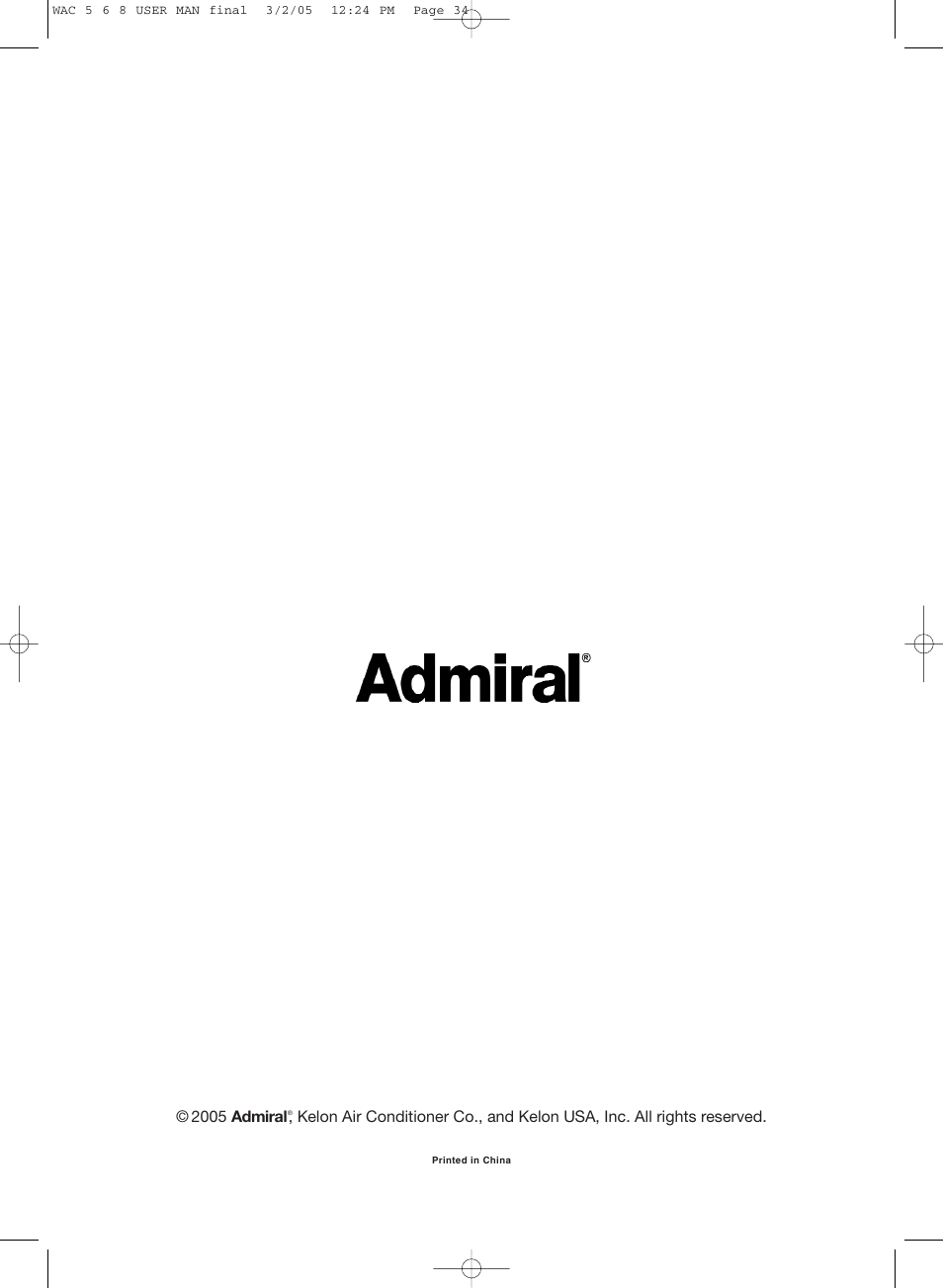 2005 admiral | Admiral AAW-08DR1FHU User Manual | Page 34 / 34
