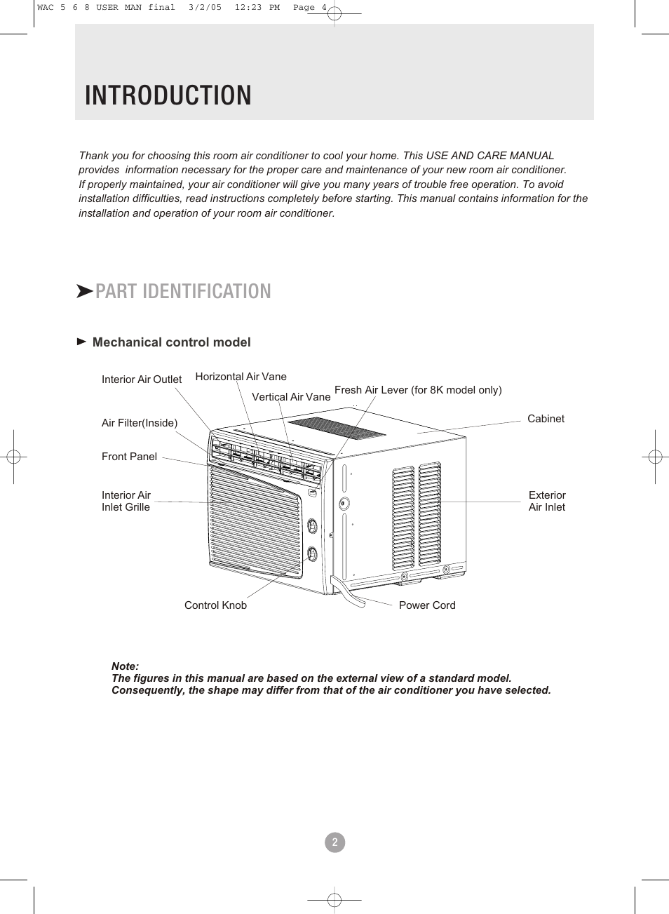Introduction, Part identification | Admiral AAW-08DR1FHU User Manual | Page 4 / 34