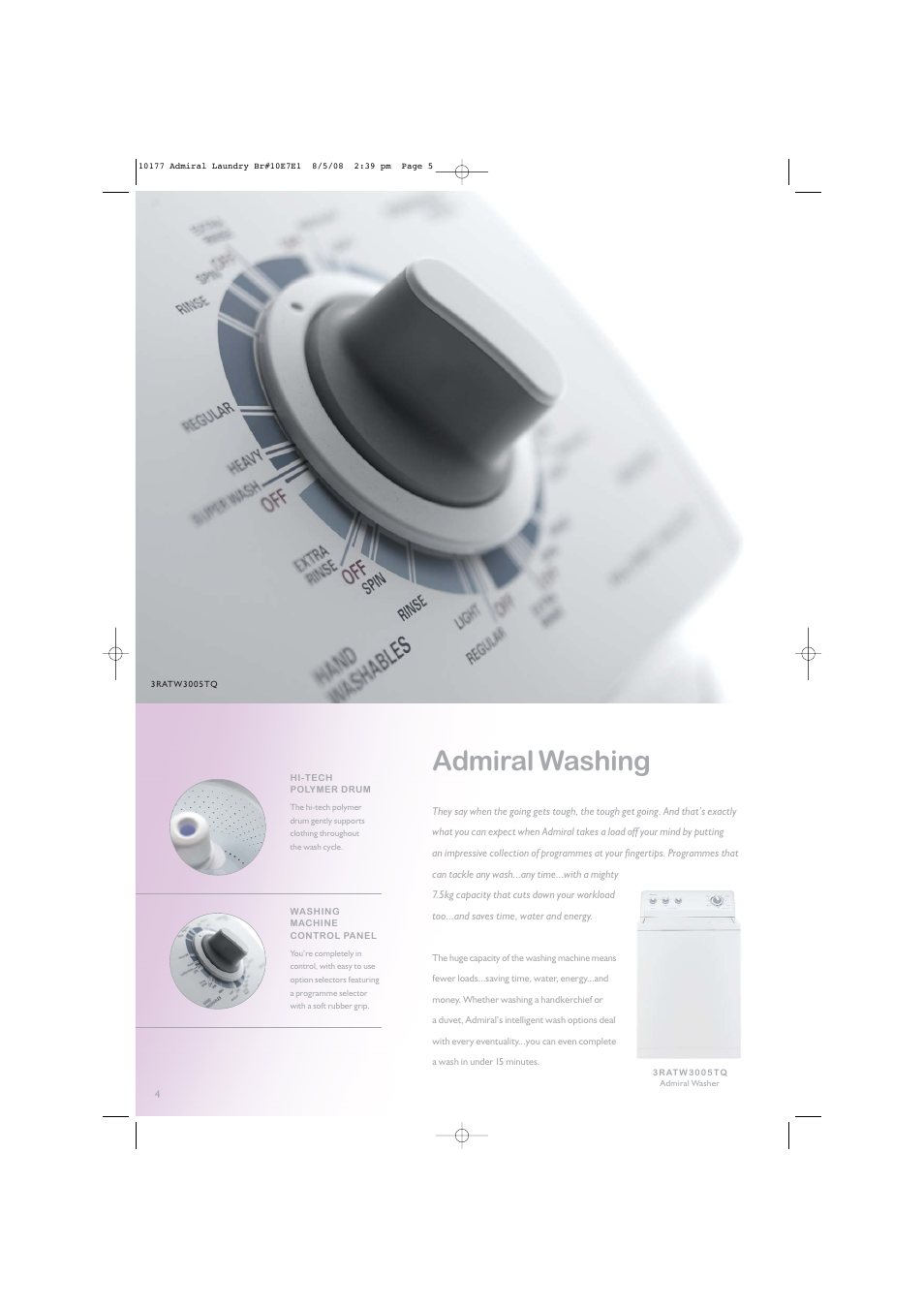 Admiral washing | Admiral 3RATW3005TQ User Manual | Page 4 / 7