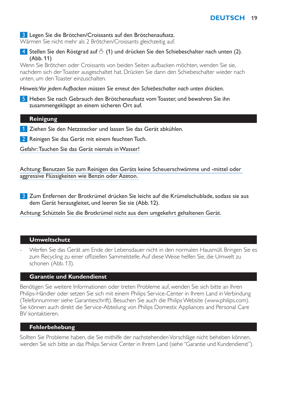 Philips Toaster User Manual | Page 19 / 60