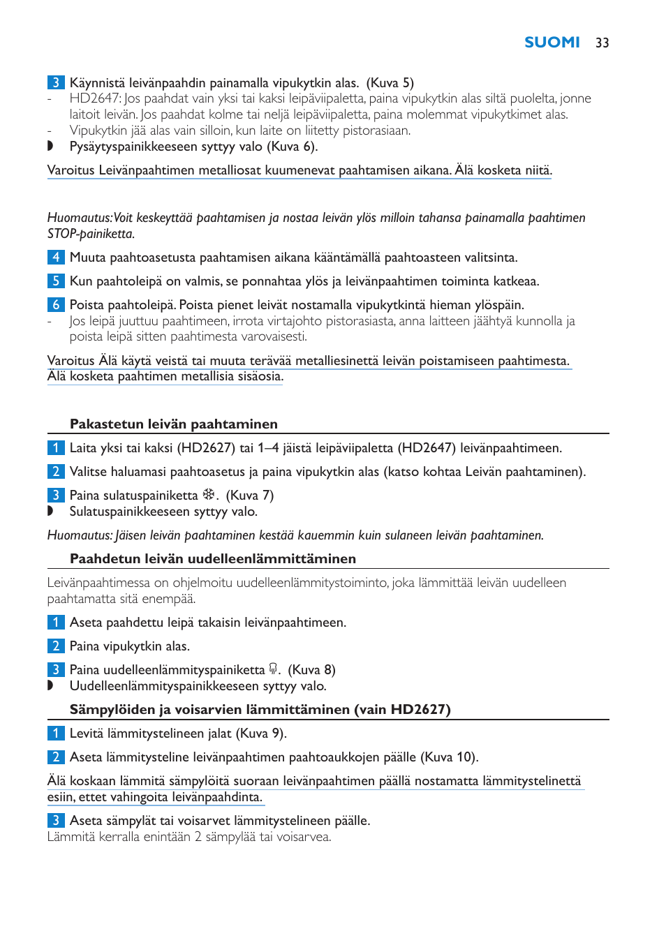 Philips Toaster User Manual | Page 33 / 60