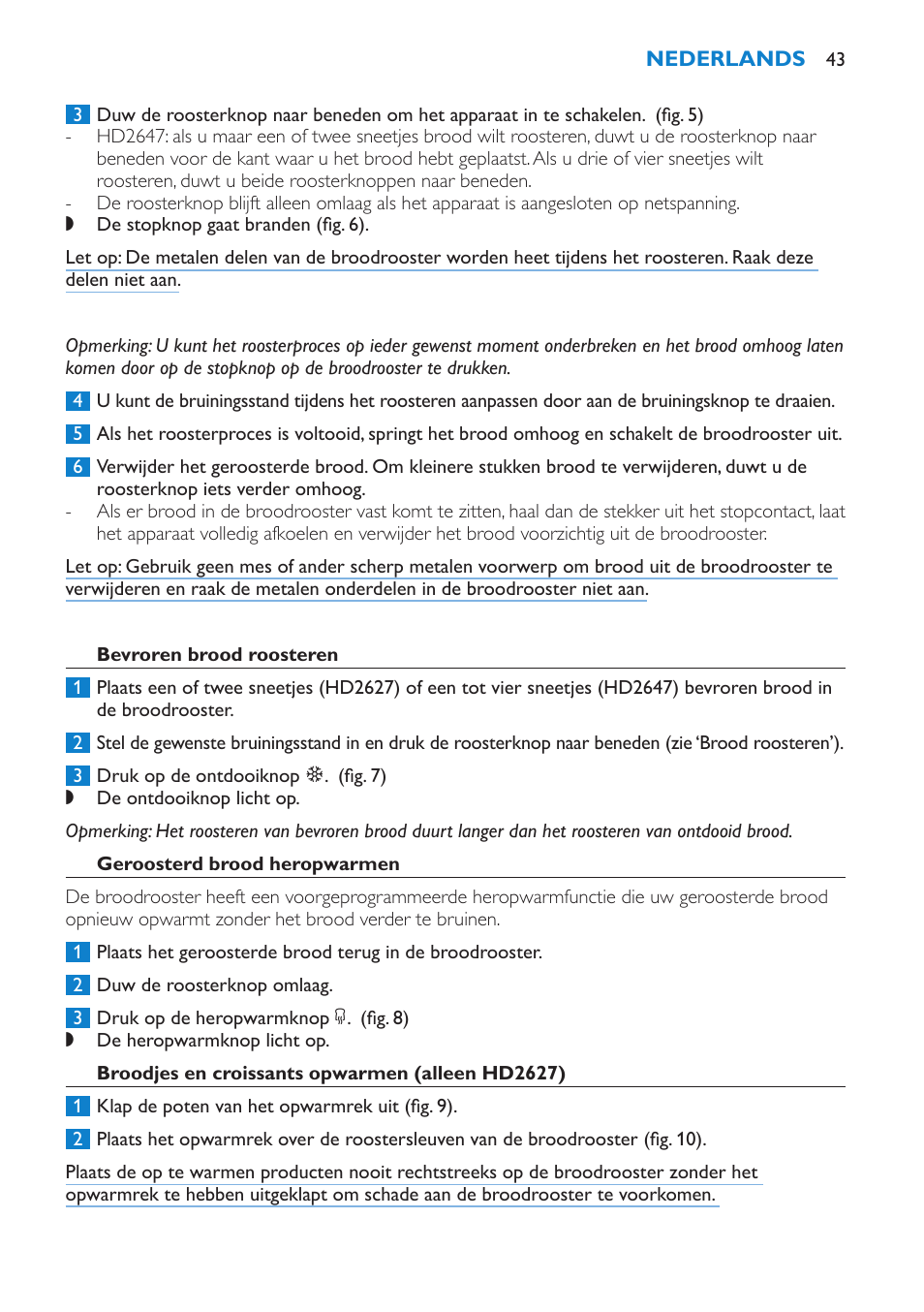 Philips Toaster User Manual | Page 43 / 60