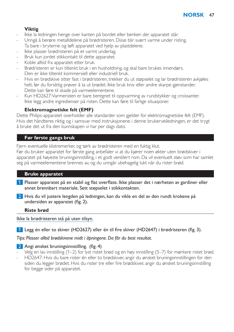 Philips Toaster User Manual | Page 47 / 60