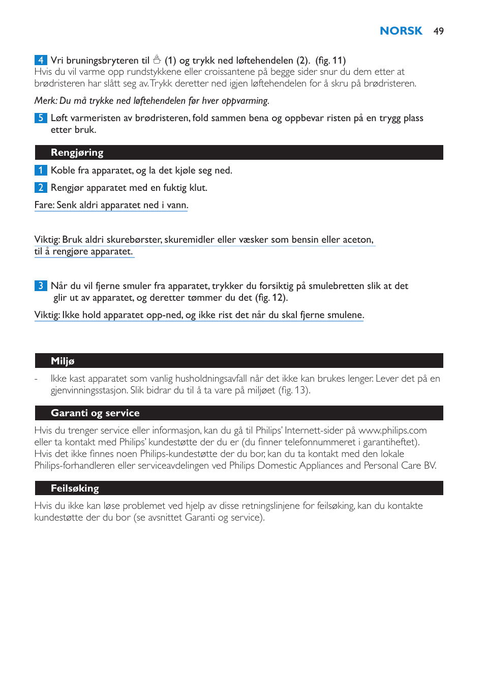 Philips Toaster User Manual | Page 49 / 60