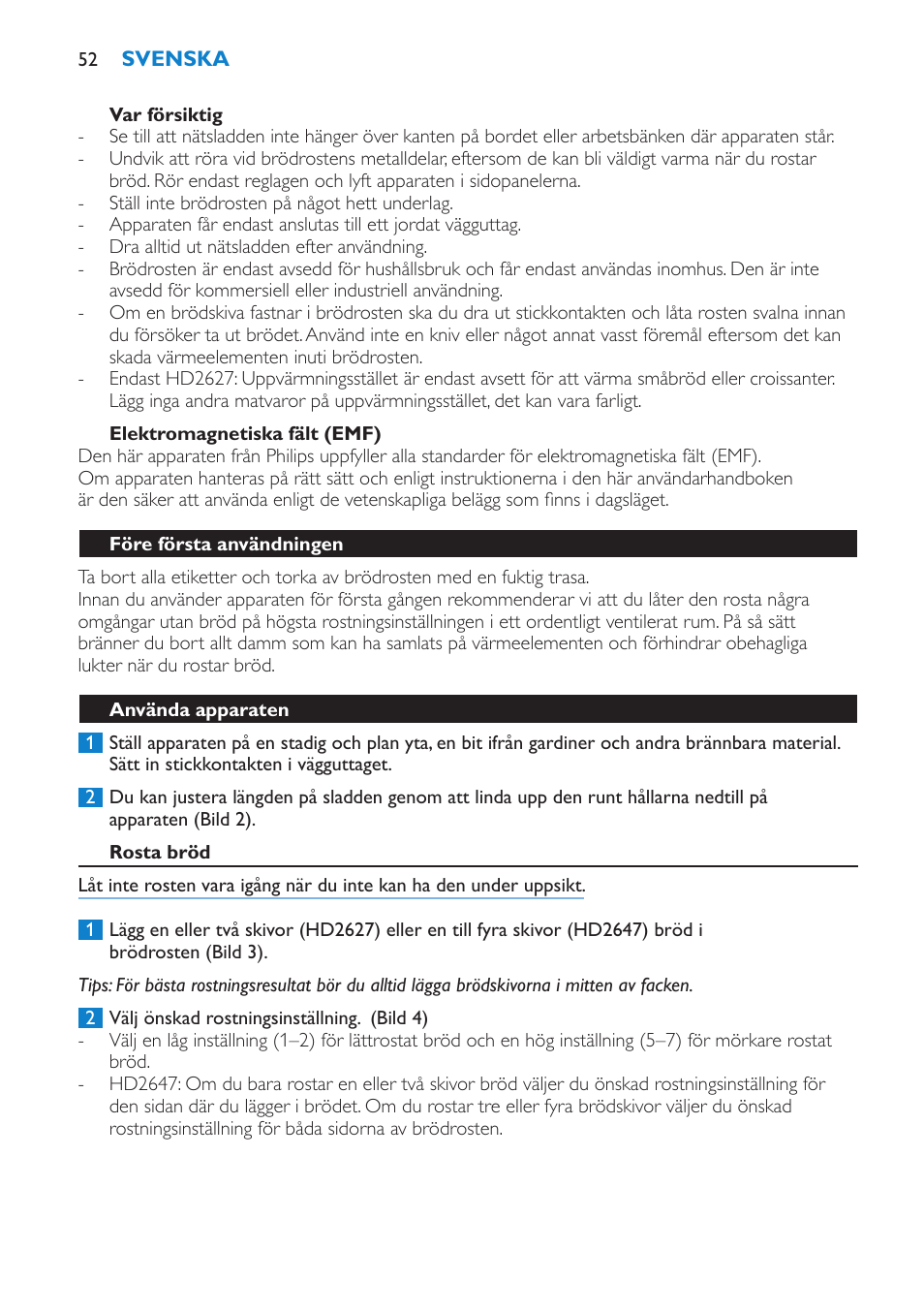 Philips Toaster User Manual | Page 52 / 60