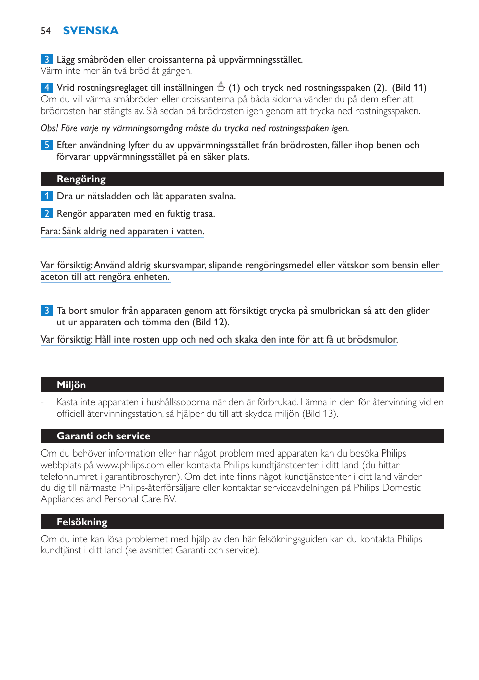 Philips Toaster User Manual | Page 54 / 60