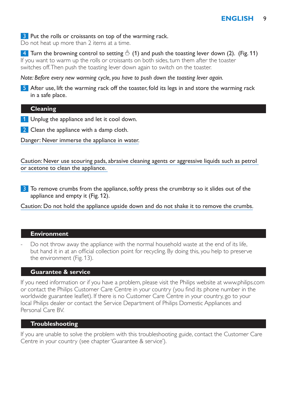 Philips Toaster User Manual | Page 9 / 60