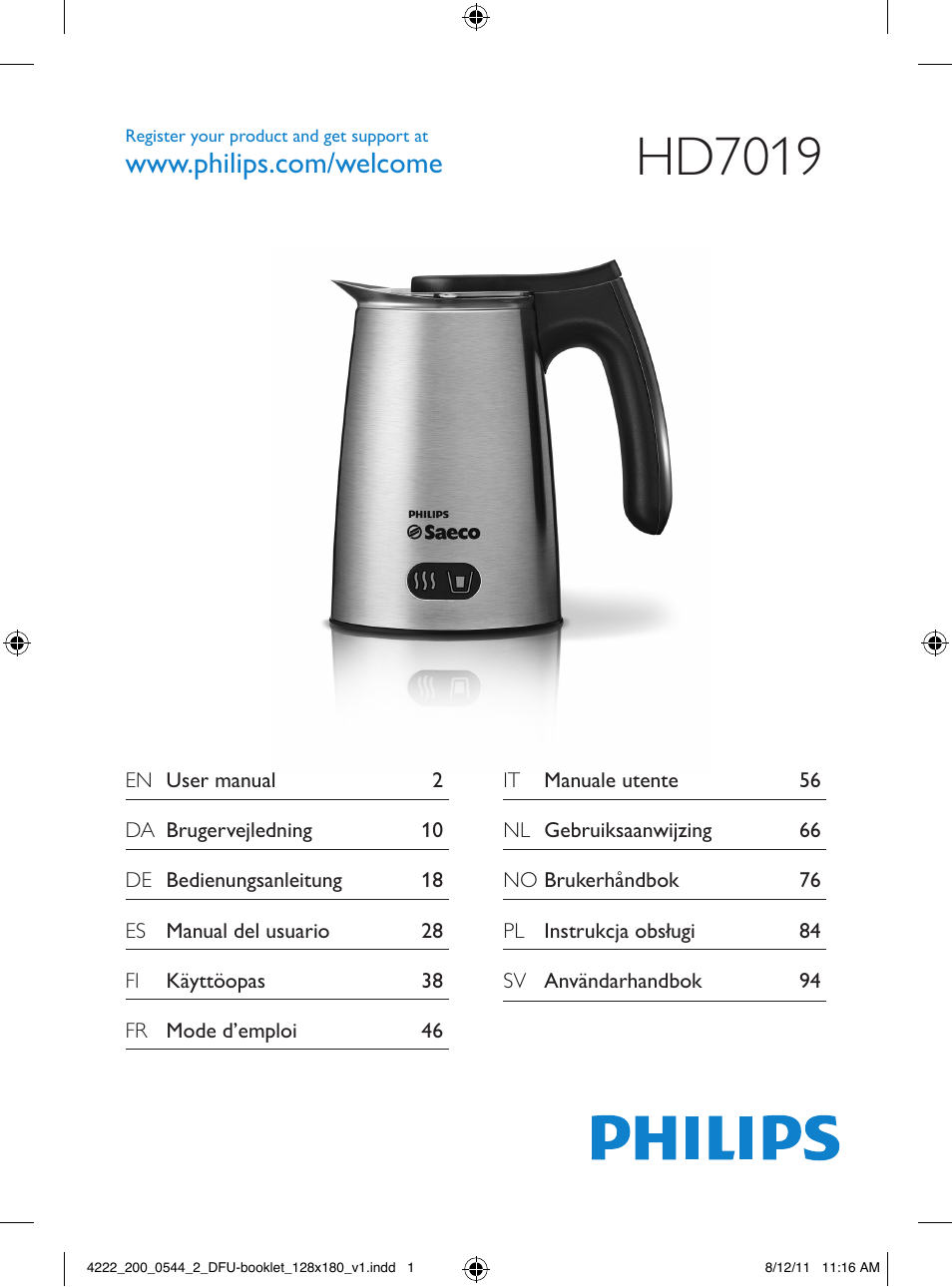 Philips Saeco Milchaufschäumer User Manual | 104 pages