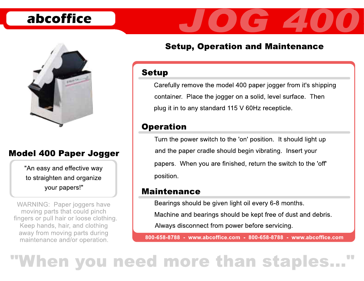 ABC Office Jog 400 User Manual | 1 page