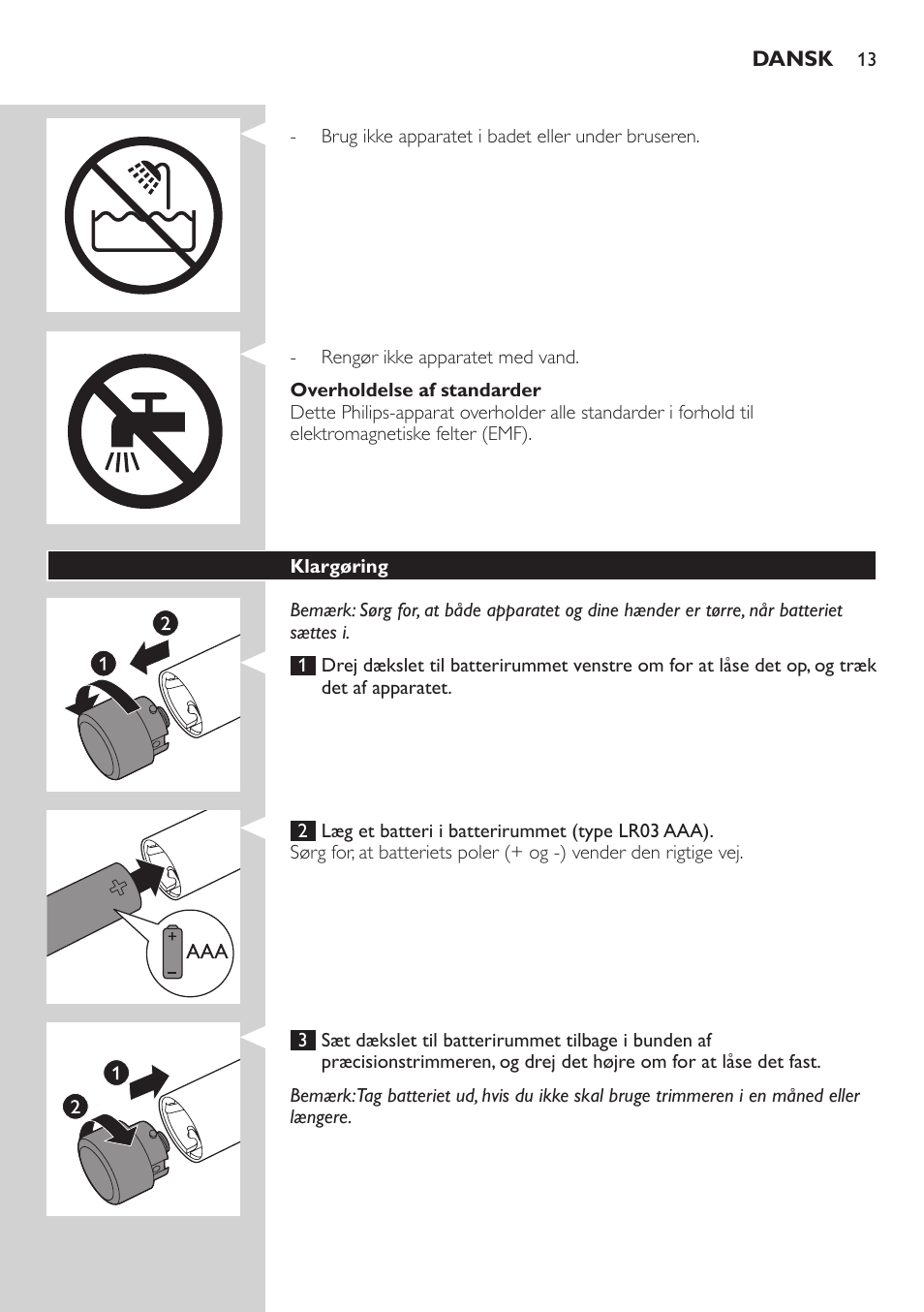 Philips Präzisionstrimmer User Manual | Page 13 / 108