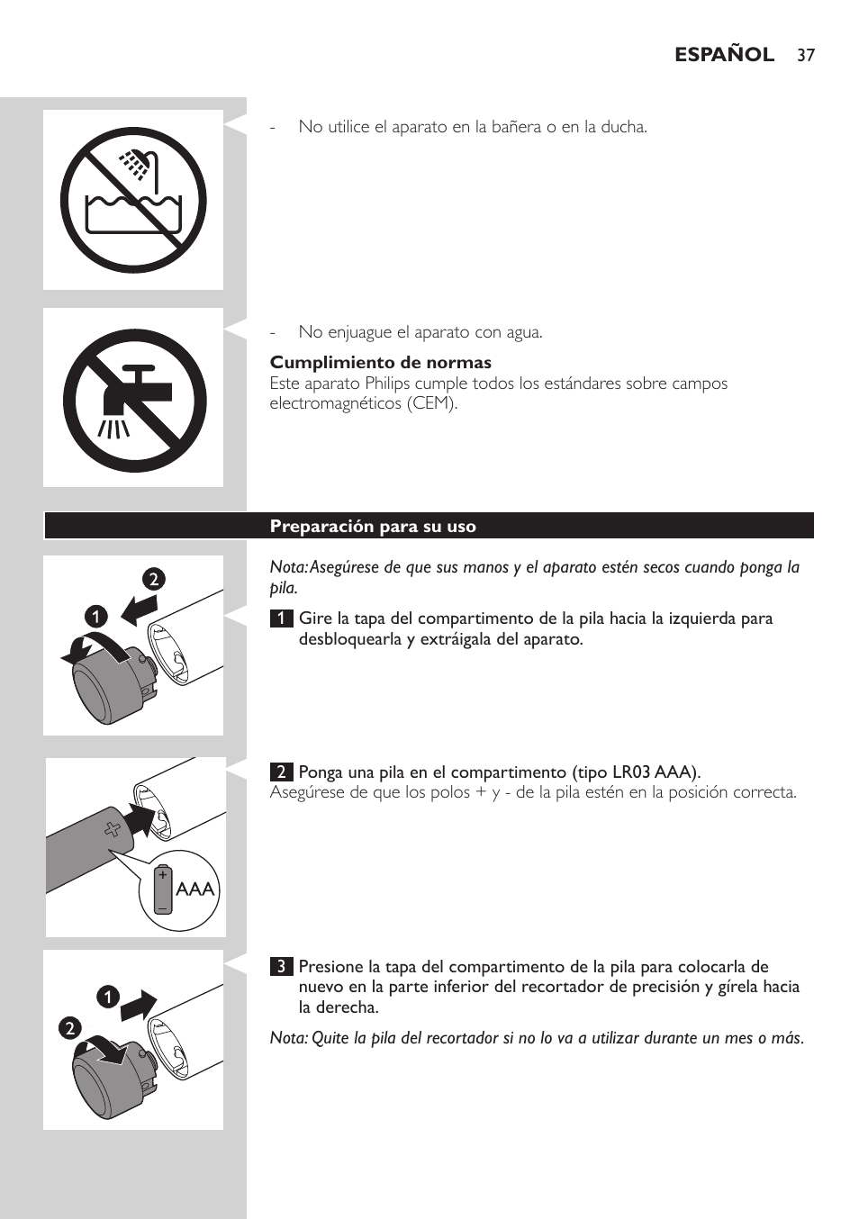 Philips Präzisionstrimmer User Manual | Page 37 / 108