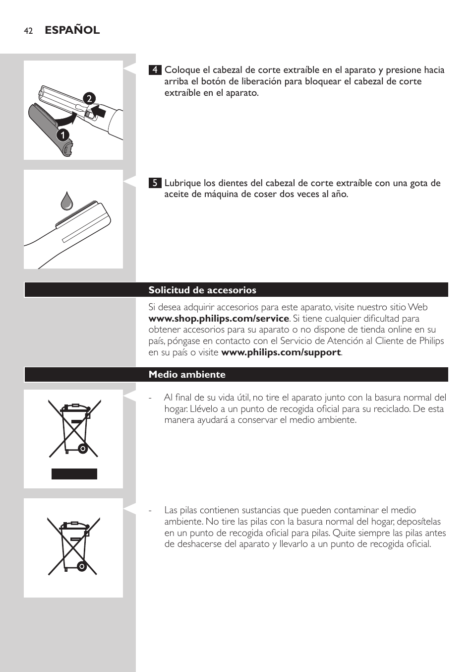 Philips Präzisionstrimmer User Manual | Page 42 / 108