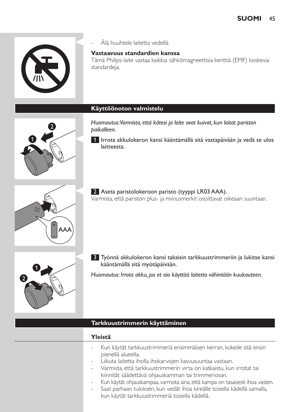 Philips Präzisionstrimmer User Manual | Page 45 / 108