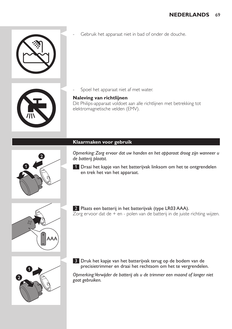 Philips Präzisionstrimmer User Manual | Page 69 / 108
