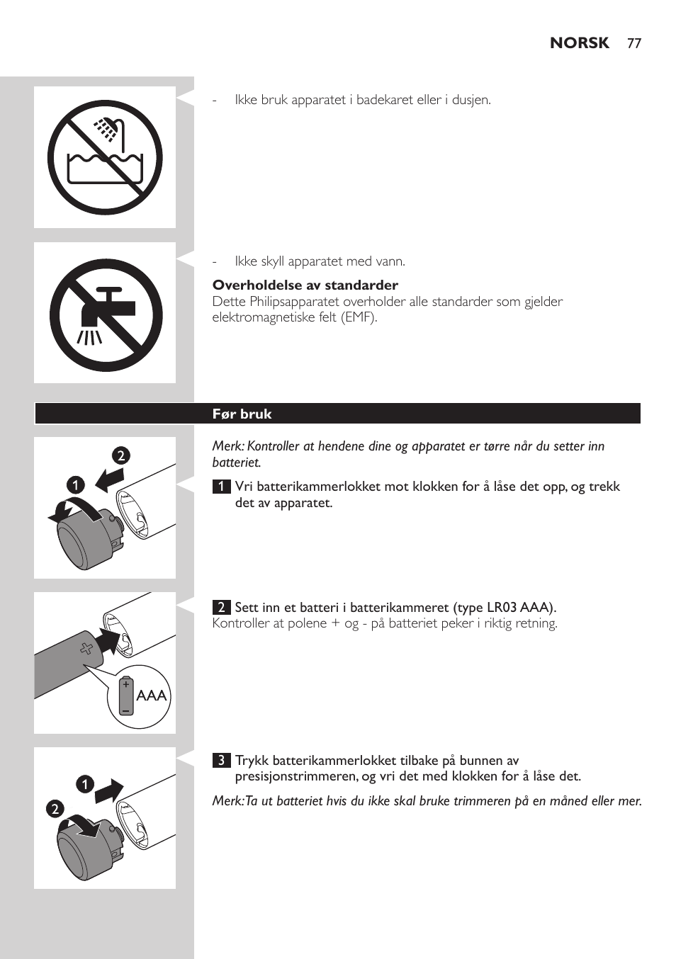 Philips Präzisionstrimmer User Manual | Page 77 / 108