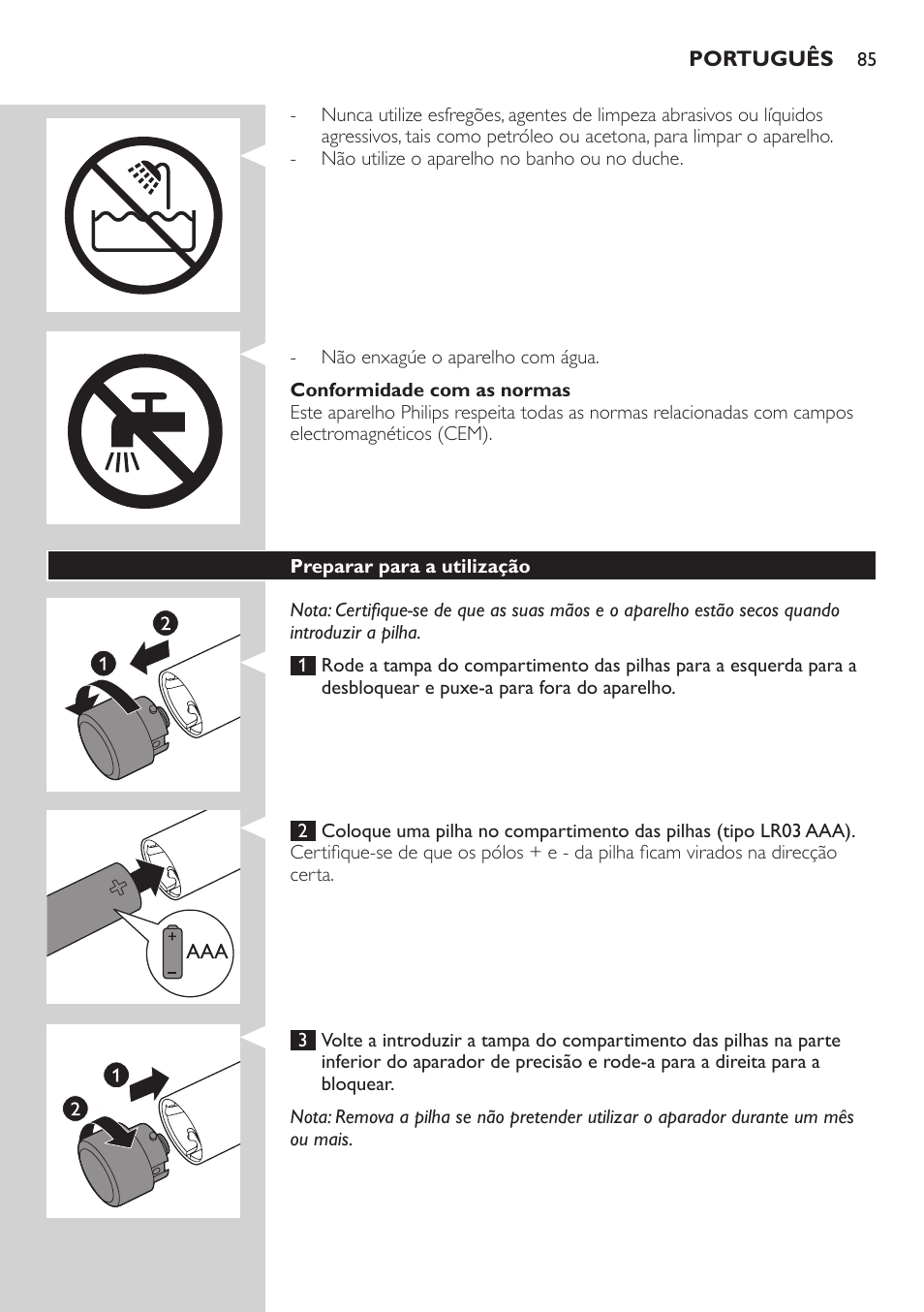 Philips Präzisionstrimmer User Manual | Page 85 / 108