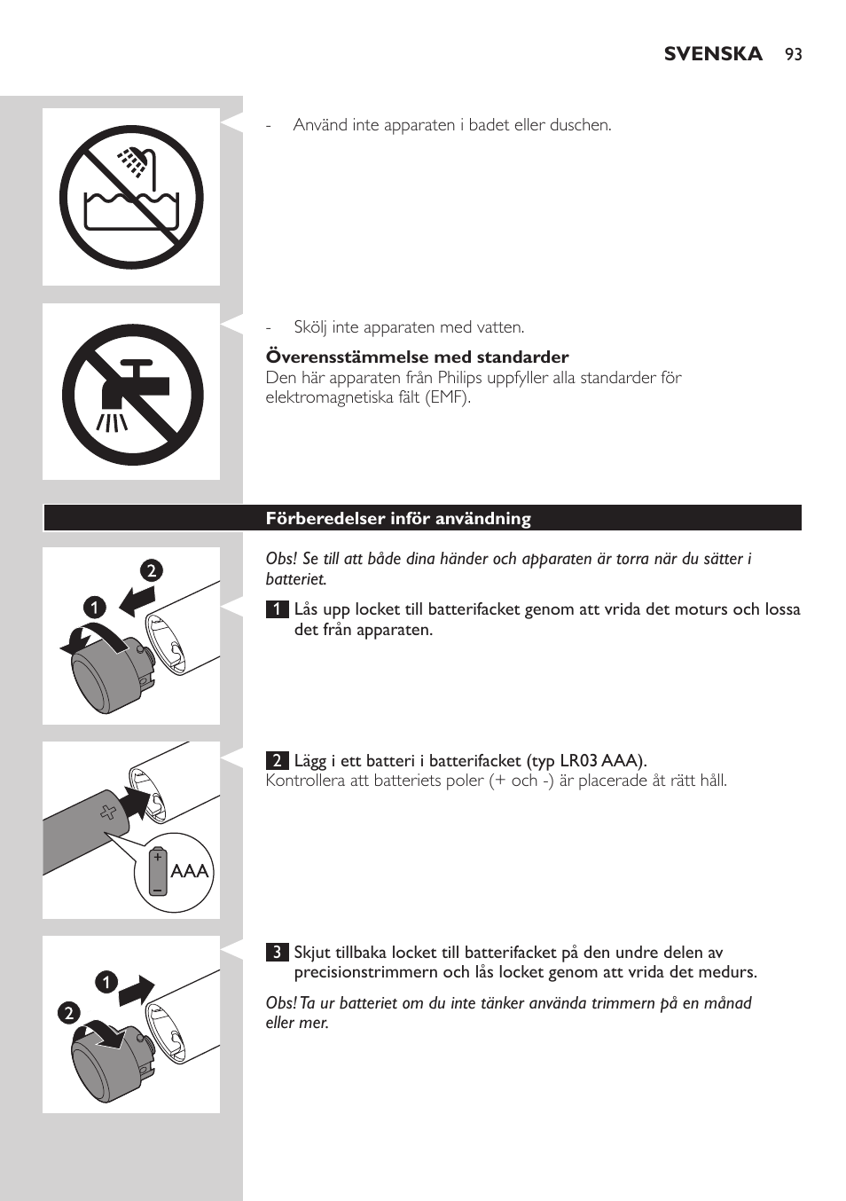 Philips Präzisionstrimmer User Manual | Page 93 / 108