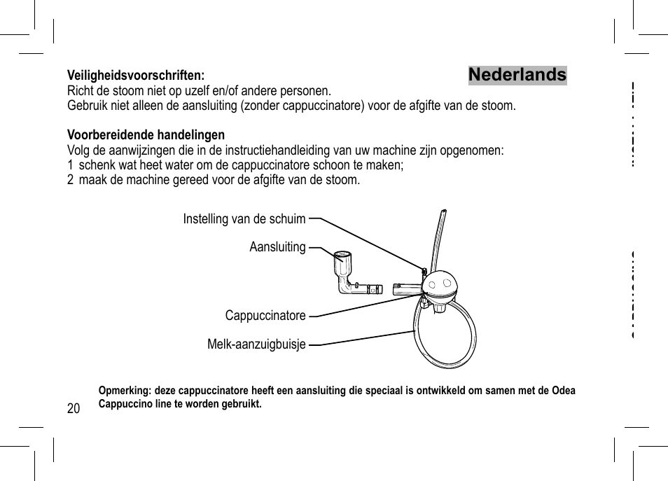 Nederlands | Philips Saeco Odea Kaffeevollautomat User Manual | Page 20 / 28