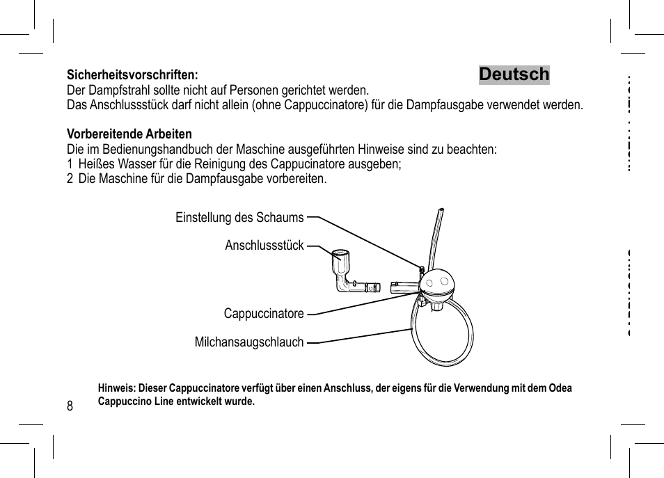 Deutsch | Philips Saeco Odea Kaffeevollautomat User Manual | Page 8 / 28