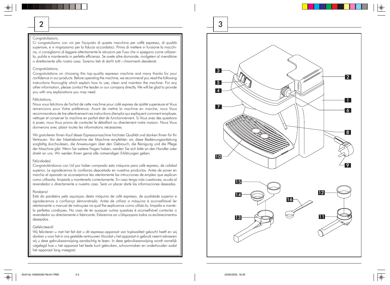 Philips Saeco Via Veneto Siebträger-Espressomaschine User Manual | Page 2 / 47